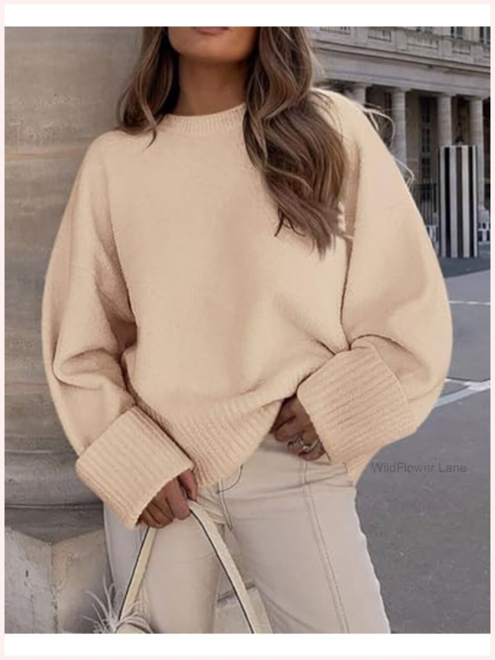 Women's Oversized Fuzzy Crewneck Pullover Sweater Long Sleeve Cozy Fall Chunky - Picture 4 of 6